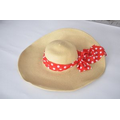 Beige Straw Hat W/Ribbon